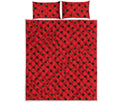 Black Spots Ladybird Pattern Print Quilt Bed Set