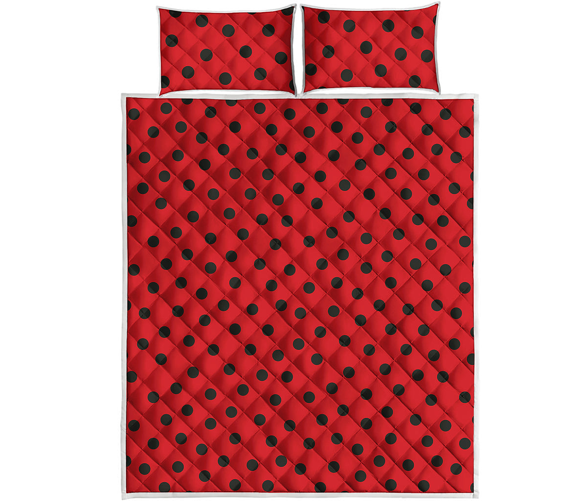 Black Spots Ladybird Pattern Print Quilt Bed Set