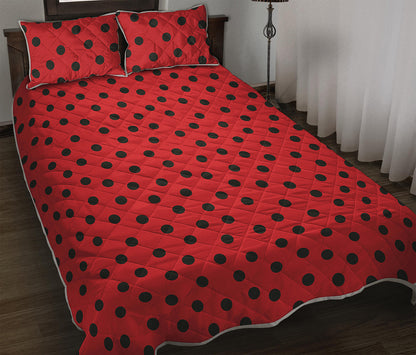 Black Spots Ladybird Pattern Print Quilt Bed Set