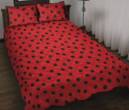 Black Spots Ladybird Pattern Print Quilt Bed Set