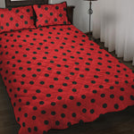 Black Spots Ladybird Pattern Print Quilt Bed Set