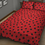 Black Spots Ladybird Pattern Print Quilt Bed Set