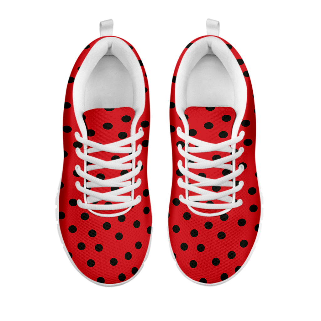 Black Spots Ladybird Pattern Print White Sneakers