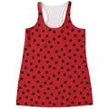 Black Spots Ladybird Pattern Print Women's Racerback Tank Top