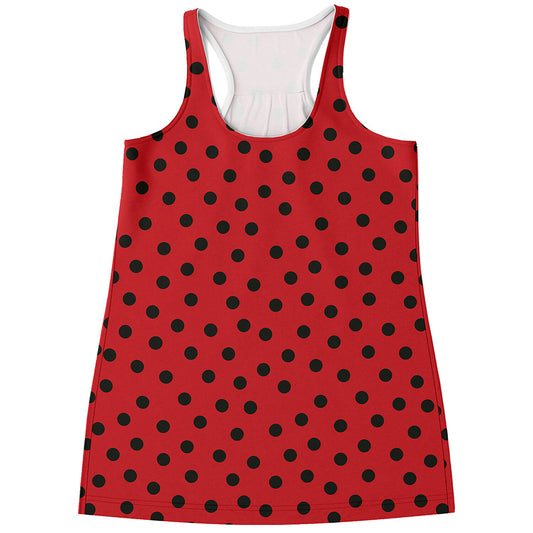 Black Spots Ladybird Pattern Print Women's Racerback Tank Top