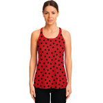 Black Spots Ladybird Pattern Print Women's Racerback Tank Top