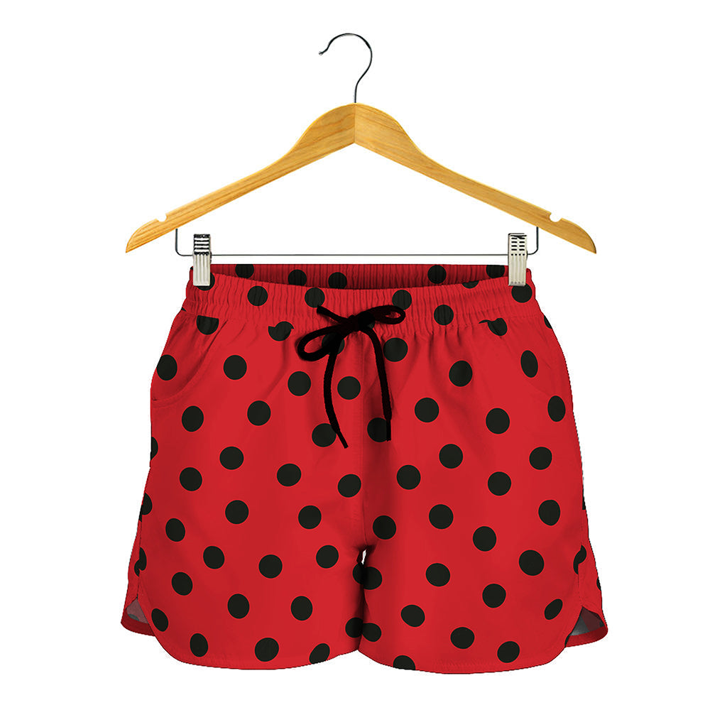 Black Spots Ladybird Pattern Print Women's Shorts