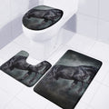 Black Stallion Horse Print 3 Piece Bath Mat Set