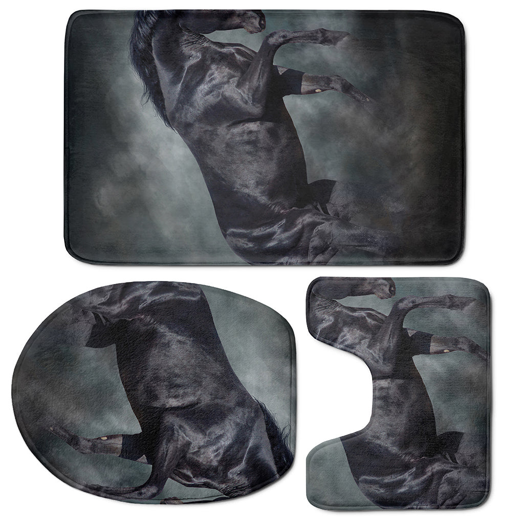 Black Stallion Horse Print 3 Piece Bath Mat Set