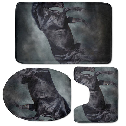 Black Stallion Horse Print 3 Piece Bath Mat Set