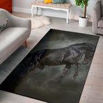 Black Stallion Horse Print Area Rug