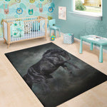 Black Stallion Horse Print Area Rug