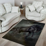Black Stallion Horse Print Area Rug