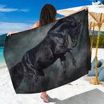 Black Stallion Horse Print Beach Sarong Wrap