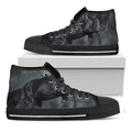 Black Stallion Horse Print Black High Top Sneakers