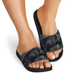 Black Stallion Horse Print Black Slide Sandals