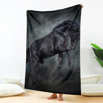 Black Stallion Horse Print Blanket