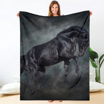 Black Stallion Horse Print Blanket