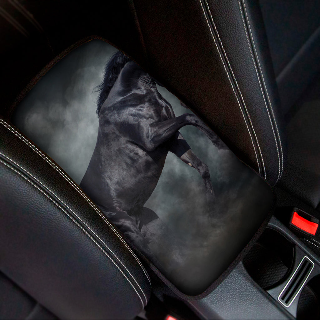 Black Stallion Horse Print Car Center Console Cover