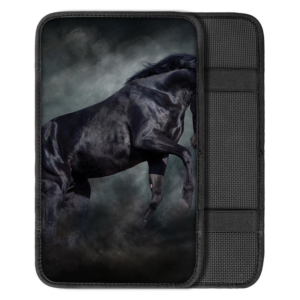 Black Stallion Horse Print Car Center Console Cover