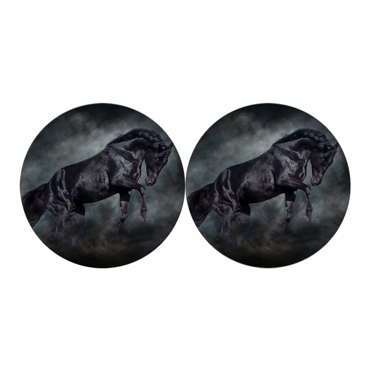 Black Stallion Horse Print Car Coasters