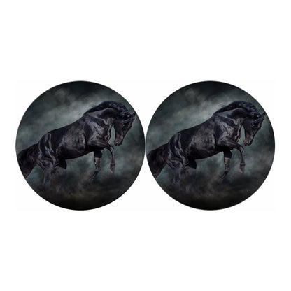 Black Stallion Horse Print Car Coasters