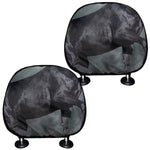 Black Stallion Horse Print Car Headrest Covers