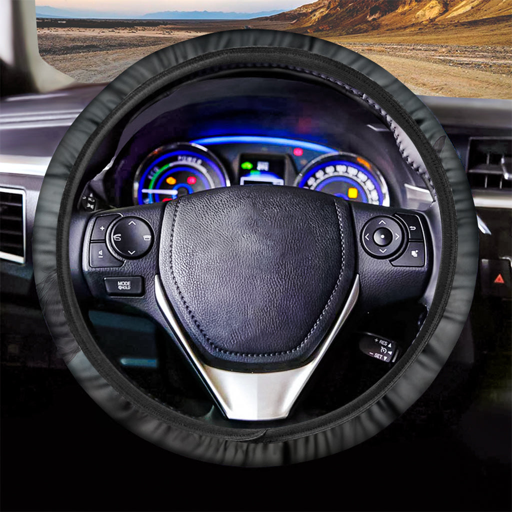 Black Stallion Horse Print Car Steering Wheel Cover