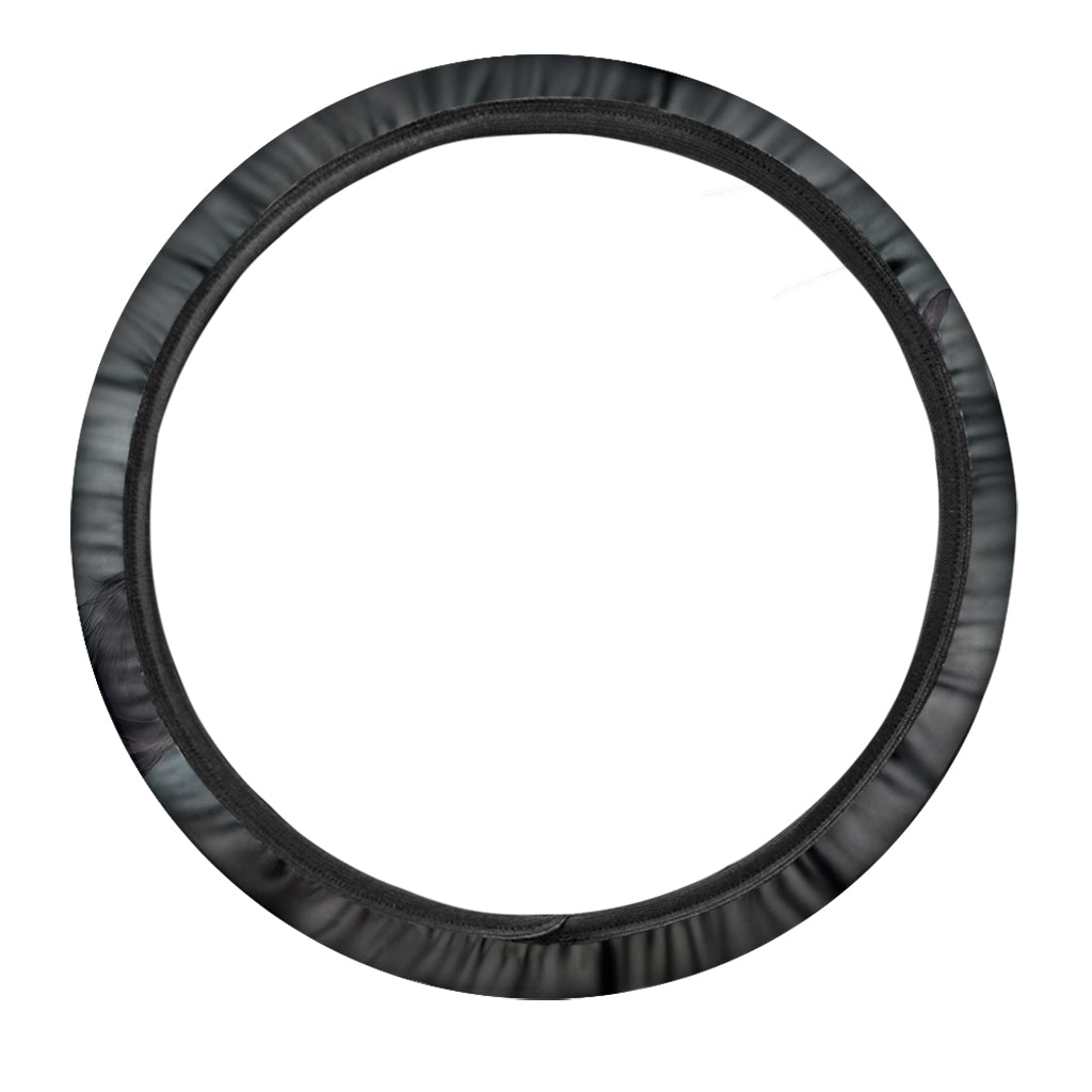 Black Stallion Horse Print Car Steering Wheel Cover