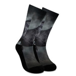 Black Stallion Horse Print Crew Socks