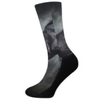 Black Stallion Horse Print Crew Socks