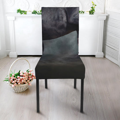 Black Stallion Horse Print Dining Chair Slipcover