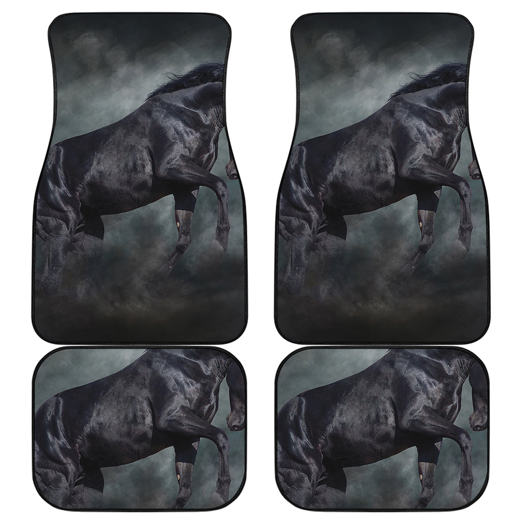 Black Stallion Horse Print Front and Back Car Floor Mats