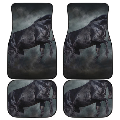 Black Stallion Horse Print Front and Back Car Floor Mats