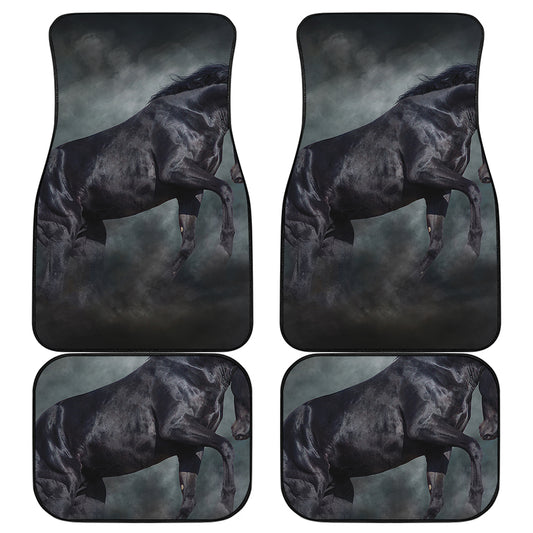 Black Stallion Horse Print Front and Back Car Floor Mats