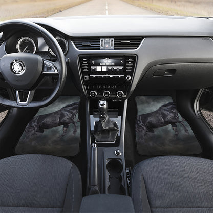 Black Stallion Horse Print Front and Back Car Floor Mats