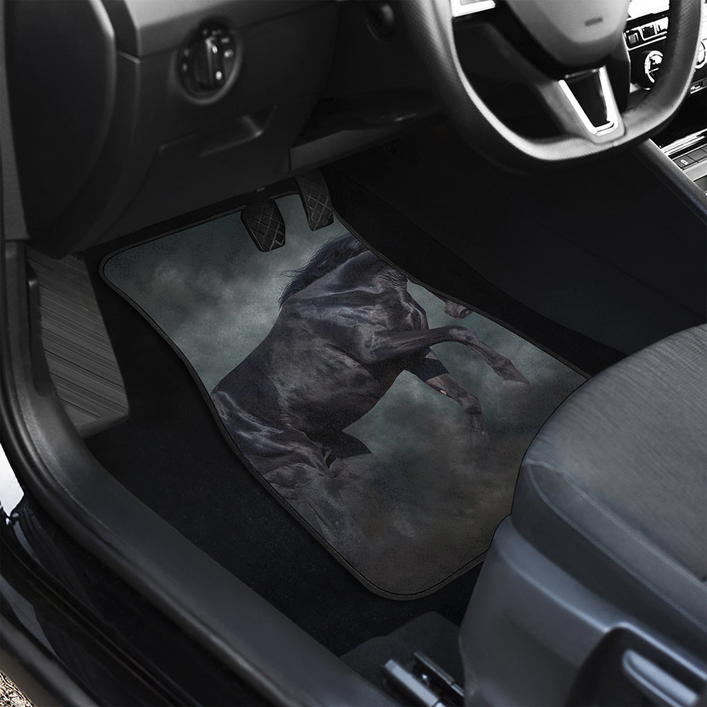 Black Stallion Horse Print Front and Back Car Floor Mats