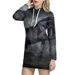 Black Stallion Horse Print Hoodie Dress