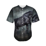 Black Stallion Horse Print Men's Baseball Jersey