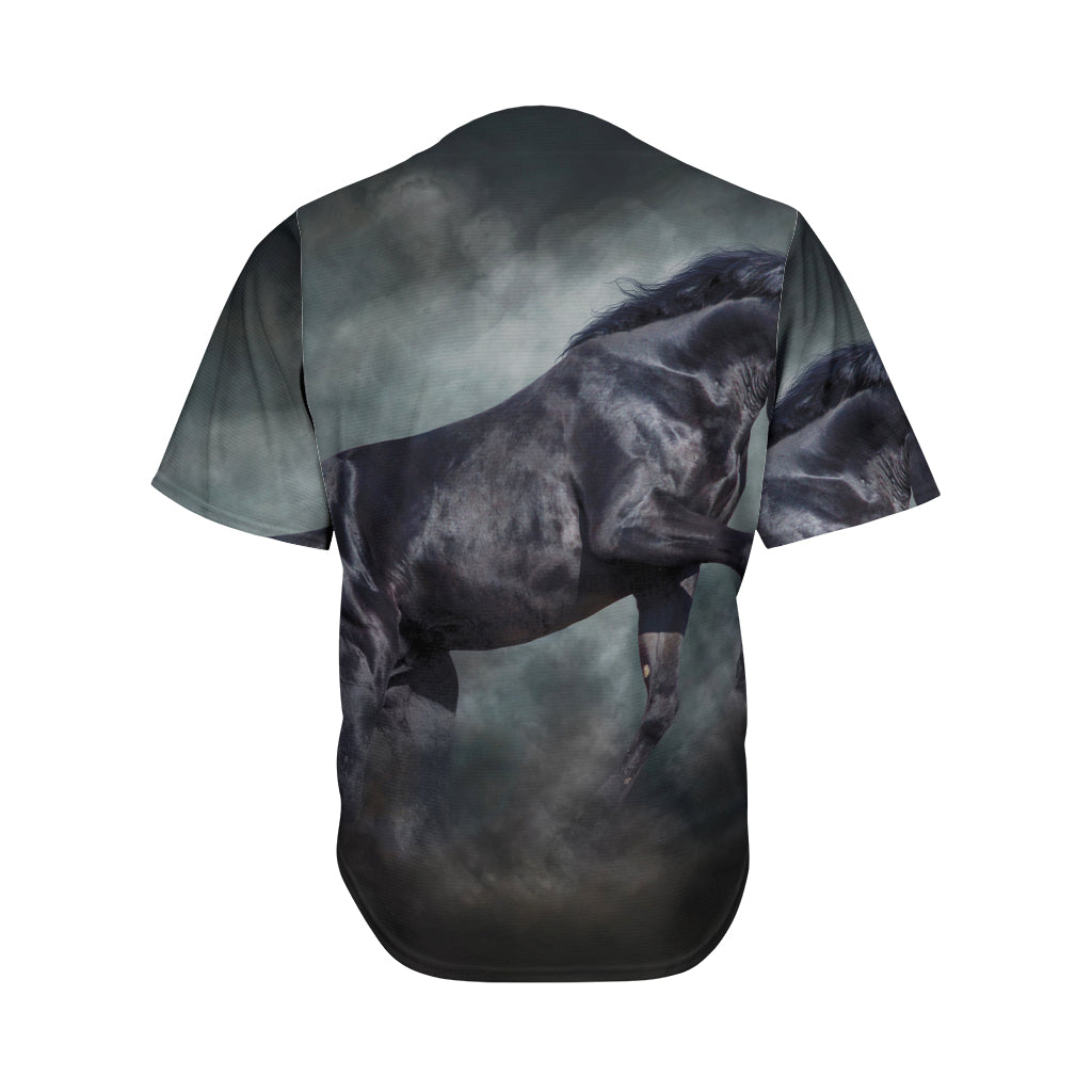 Black Stallion Horse Print Men's Baseball Jersey