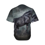 Black Stallion Horse Print Men's Baseball Jersey