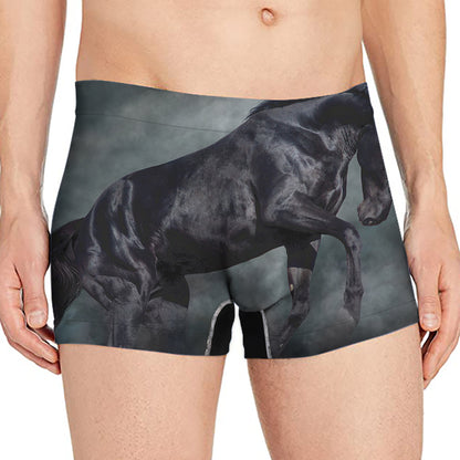 Black Stallion Horse Print Men's Boxer Briefs