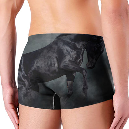Black Stallion Horse Print Men's Boxer Briefs