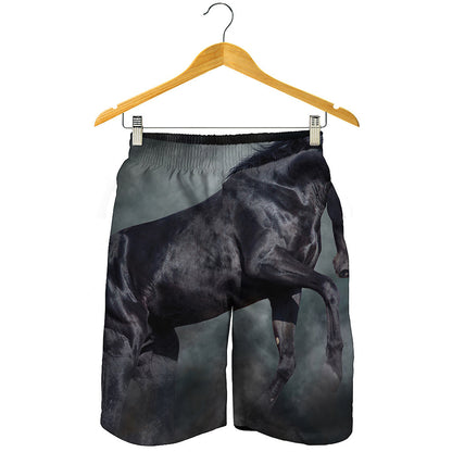 Black Stallion Horse Print Men's Shorts