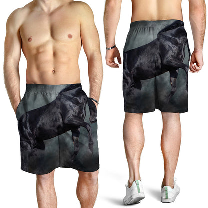 Black Stallion Horse Print Men's Shorts