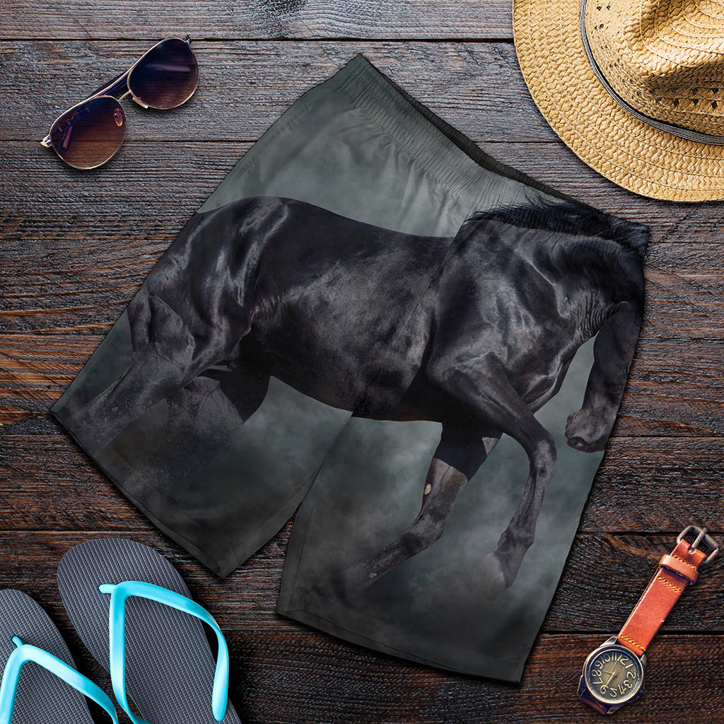 Black Stallion Horse Print Men's Shorts