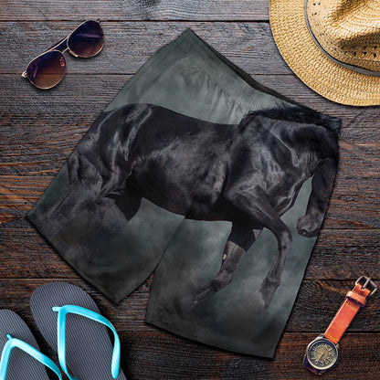 Black Stallion Horse Print Men's Shorts