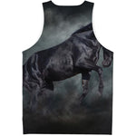 Black Stallion Horse Print Men's Tank Top