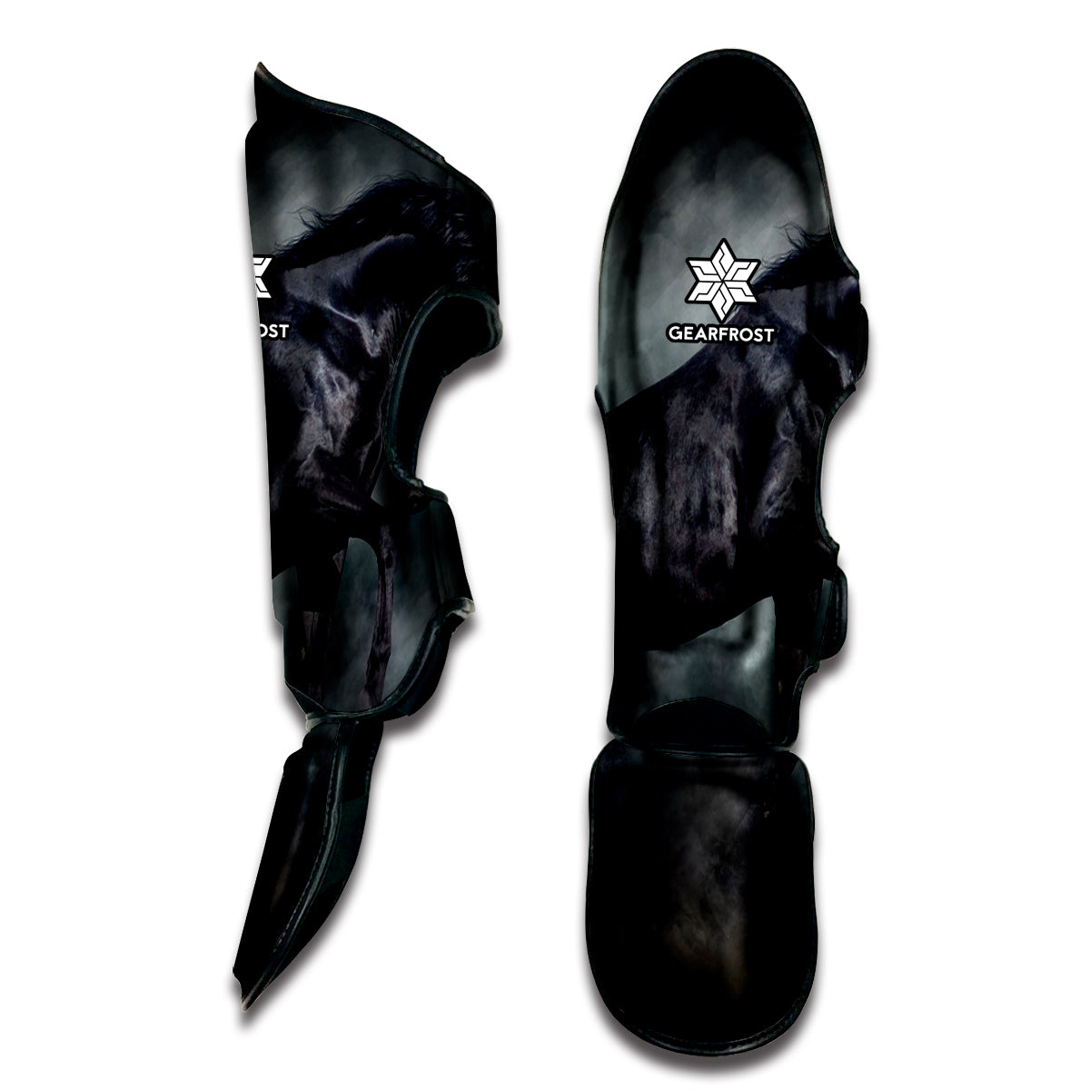 Black Stallion Horse Print Muay Thai Shin Guard