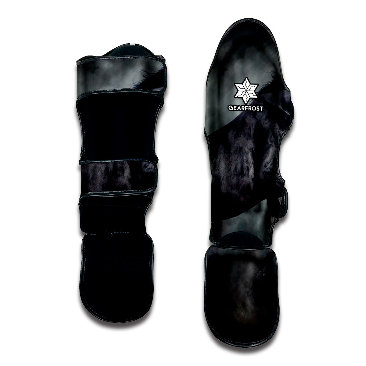 Black Stallion Horse Print Muay Thai Shin Guard